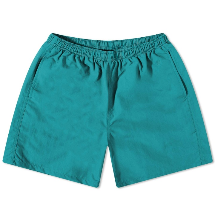 Photo: Goldwin Men's Nylon 5" Shorts in Moist Green