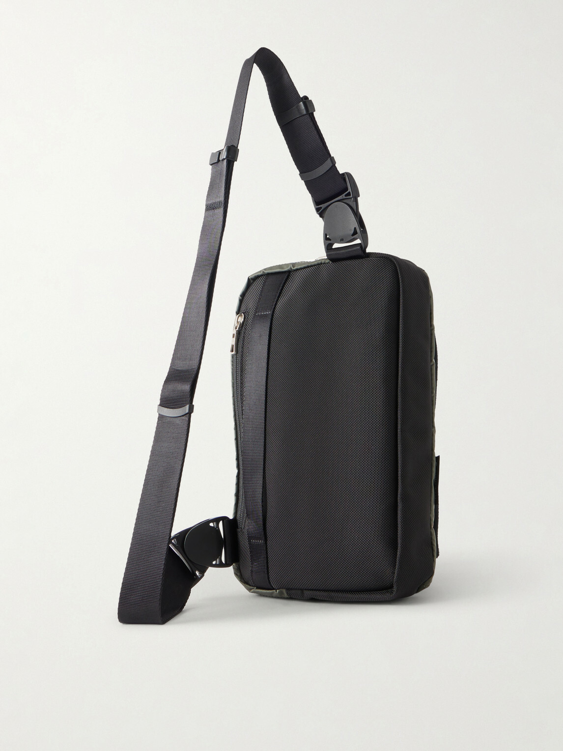 Master-Piece - Sling Suede and Leather-Trimmed Nylon-Twill Messenger Bag