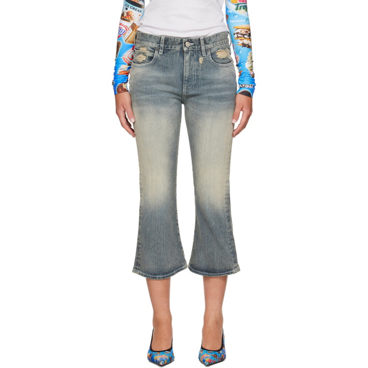 Photo: Balenciaga Blue Lace Flared Capri Jeans
