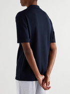 Mr P. - Contrast-Trimmed Merino Wool Polo Shirt - Blue