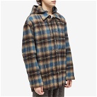 Wooyoungmi Men's Check Hooded Overshirt in Mud