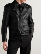 SAINT LAURENT - Belted Leather Biker Jacket - Black