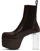 Rick Owens Brown Leather Platform Boots