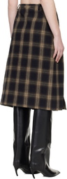 The Attico Brown Brushed Check Midi Skirt