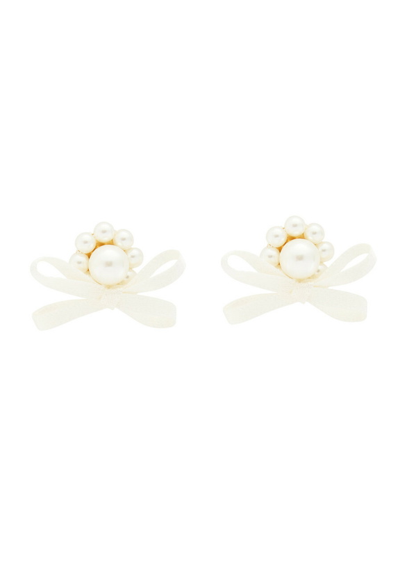 Photo: Simone Rocha Petite Bow Crystal-embellished Stud Earrings - Pearl - One Size