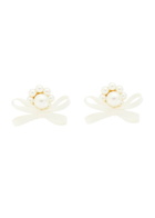 Simone Rocha Petite Bow Crystal-embellished Stud Earrings - Pearl - One Size