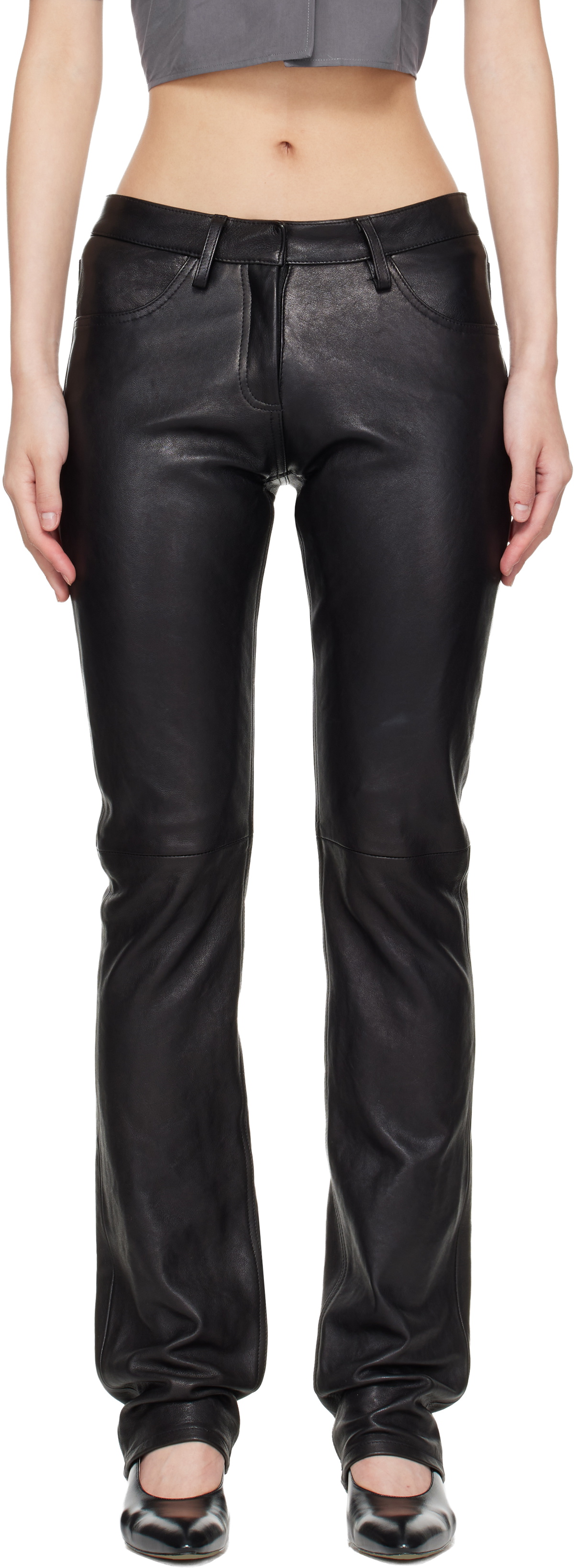 AARON ESH Black Leather Trousers