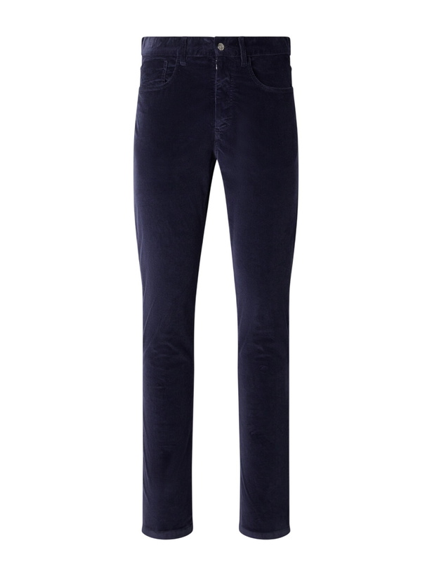 Photo: Canali - Tapered Cotton-Blend Corduroy Trousers - Blue