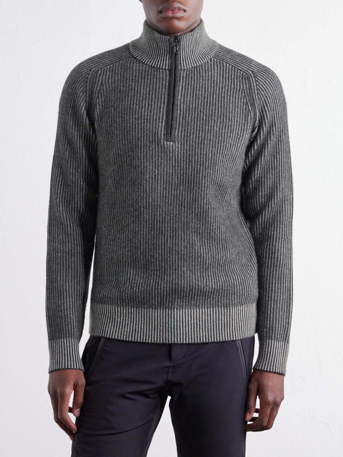 BOGNER - Dwayne Ribbed Wool and Cashmere-Blend Half-Zip Ski Mid-Layer - Gray