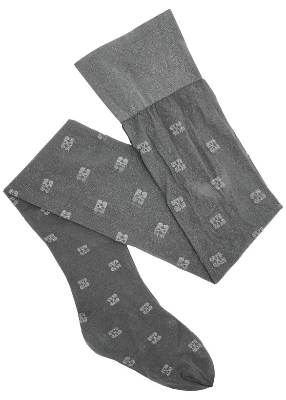 Photo: Ganni Metallic Butterfly Logo-jacquard Tights Silver