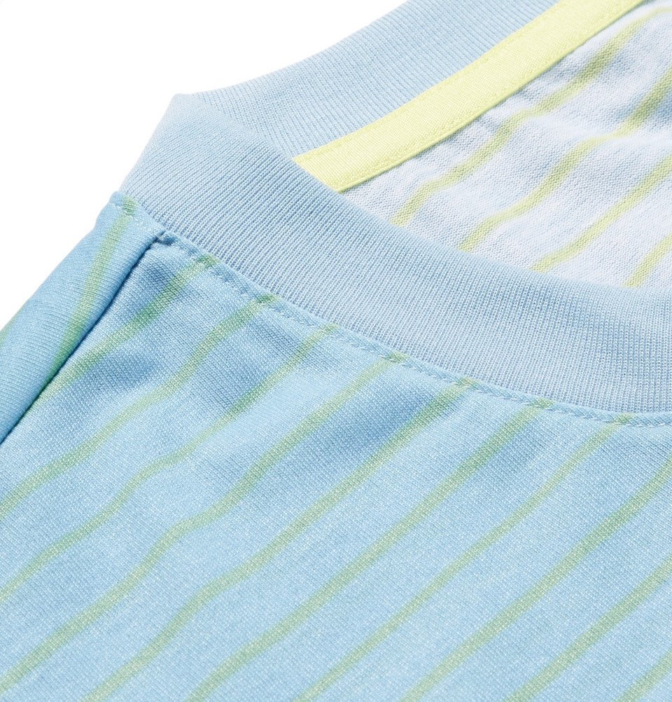 Adidas Sport - Melbourne Striped Climalite Tennis T-Shirt - Light blue