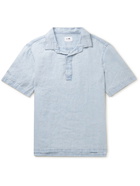 NN07 - Brad Distressed Garment-Dyed Linen Polo Shirt - Blue