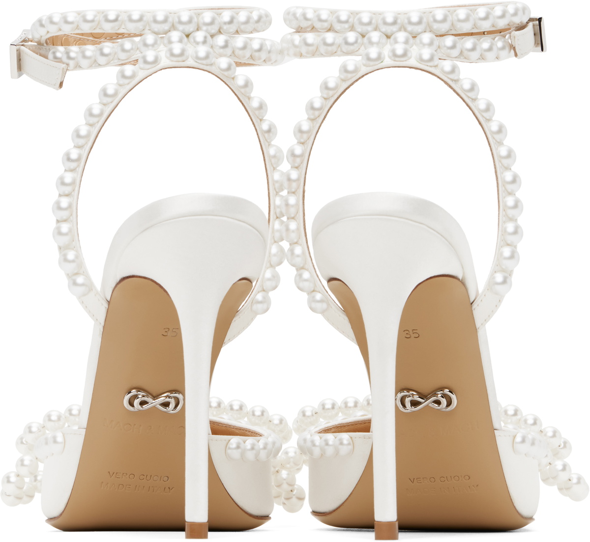 パンプス MACH & MACH Mach & Mach Double Bow Pearl Pumps MACH & MACH Double Bow crystal-embellished silk-satin point