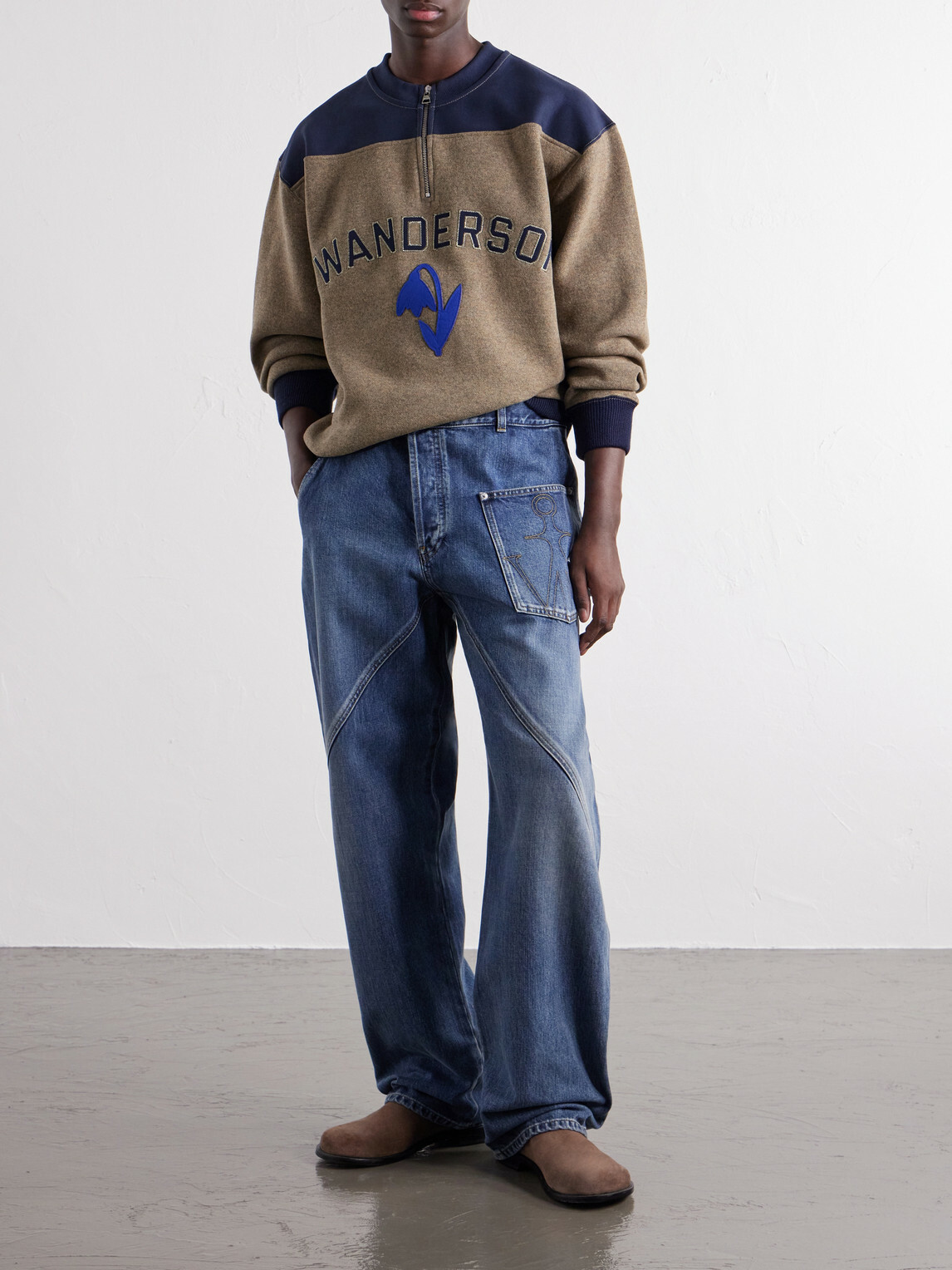 JW Anderson - Logo-Embroidered Wool-Blend Jersey Sweatshirt - Brown