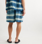 Story Mfg. - Bridge Wide-Leg Tie-Dyed Organic Linen and Cotton-Blend Drawstring Shorts - Blue