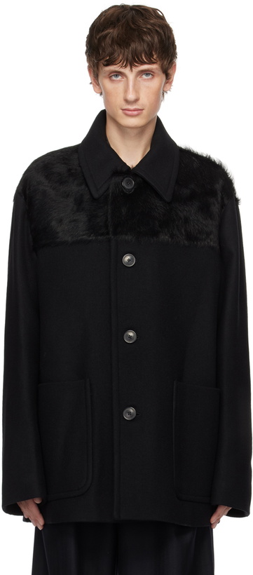 Photo: Dries Van Noten Black Paneled Coat