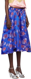 Comme des Garçons Blue Polyester Jacquard Pattern Midi Skirt
