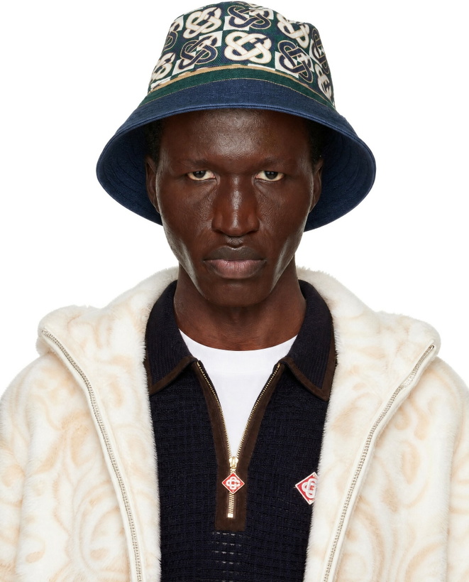 Photo: Casablanca Navy Printed Bucket Hat
