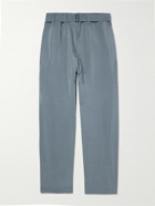 Lemaire - Wide-Leg Belted SIlk-Blend Trousers - Gray