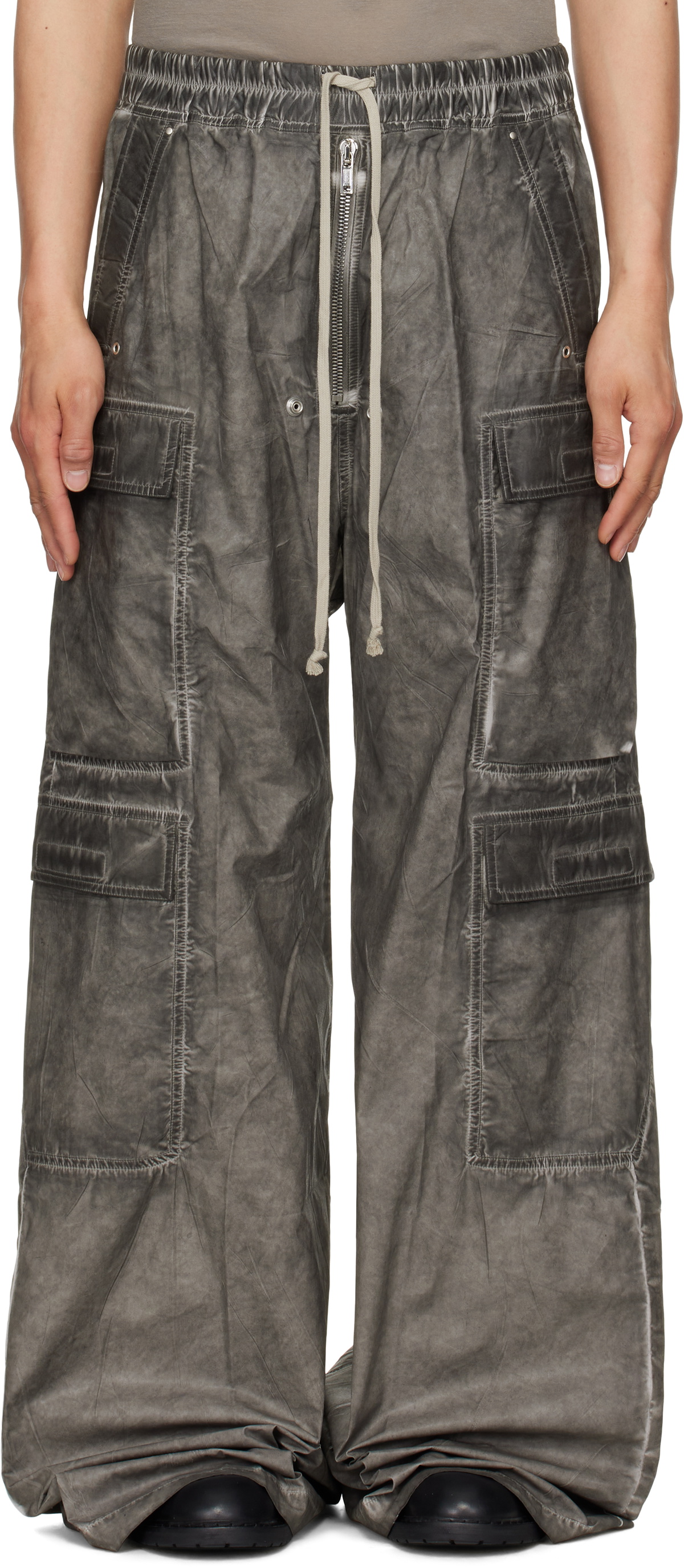 Rick Owens DRKSHDW Gray Hollywood Double Cargo Jumbo Belas Pants