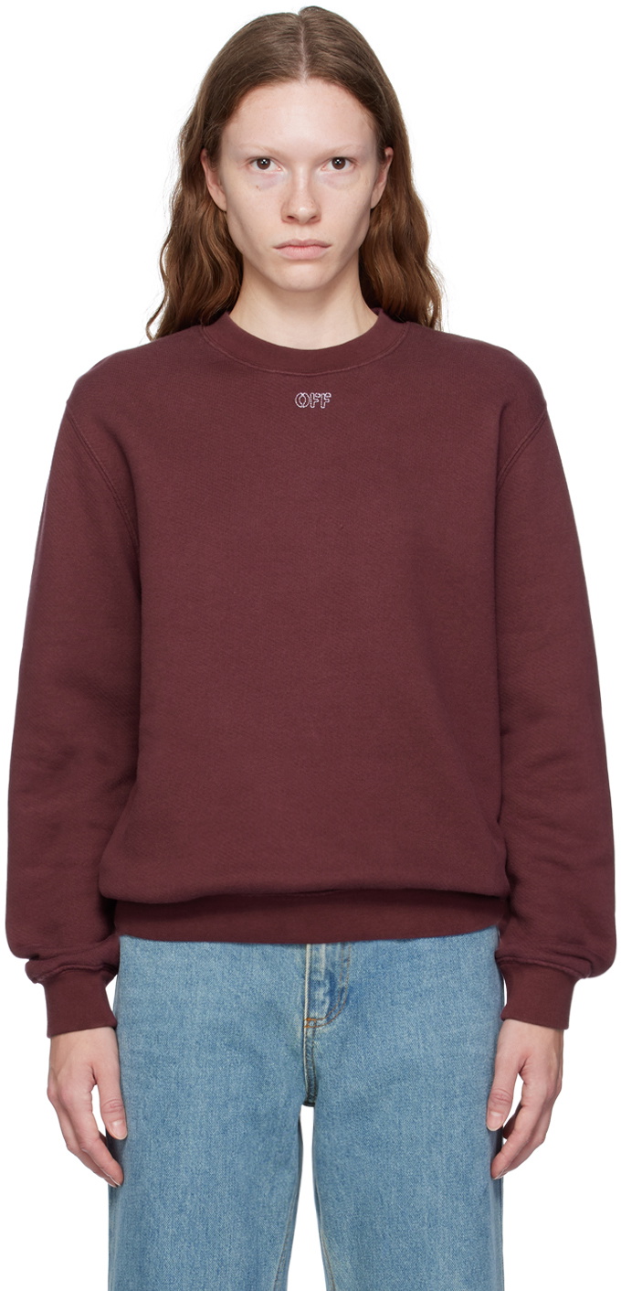 Off White Burgundy Embroidered Sweatshirt Off White