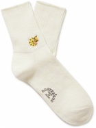 Rostersox - Tiger Embroidered Ribbed Cotton-Blend Socks