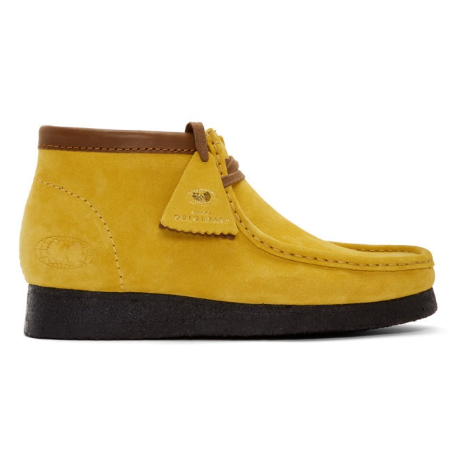Photo: Clarks Originals Yellow Wu Wear Edition Wallabee Boots
