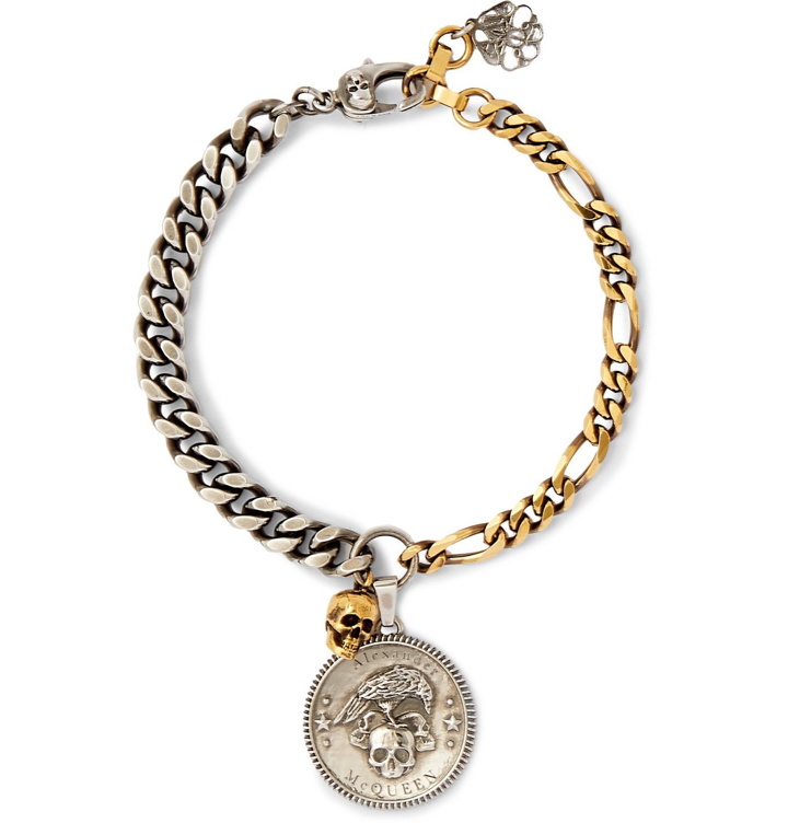 Photo: ALEXANDER MCQUEEN - Skull Silver and Gold-Tone Chain Bracelet - Silver