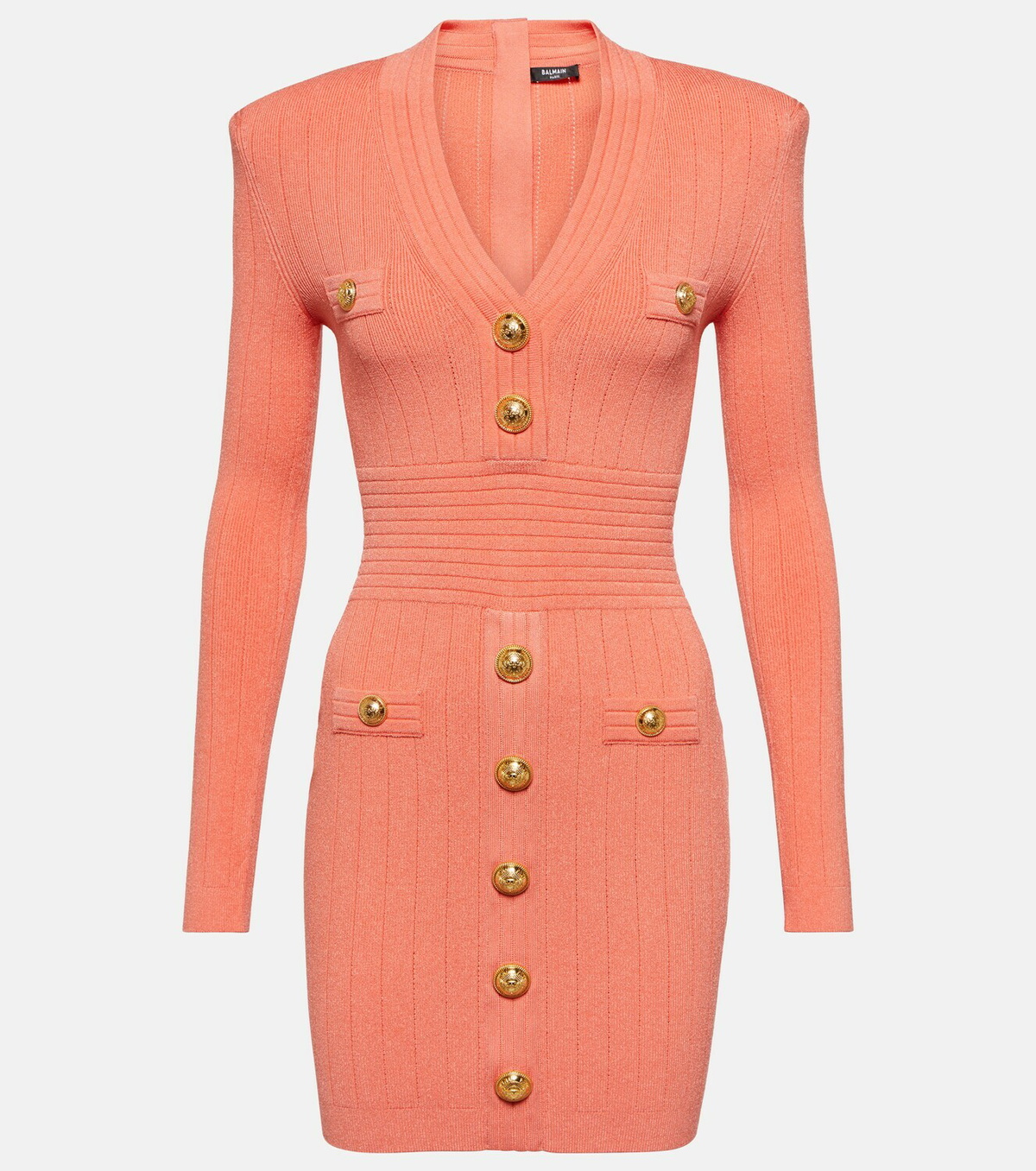 Balmain Ribbed V-neck mini dress Balmain