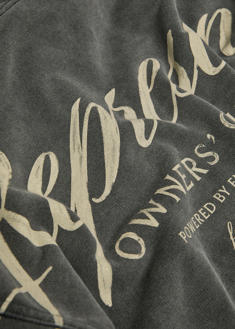 Represent Owners Club Script Hooded Cotton Sweatshirt Dark Grey
