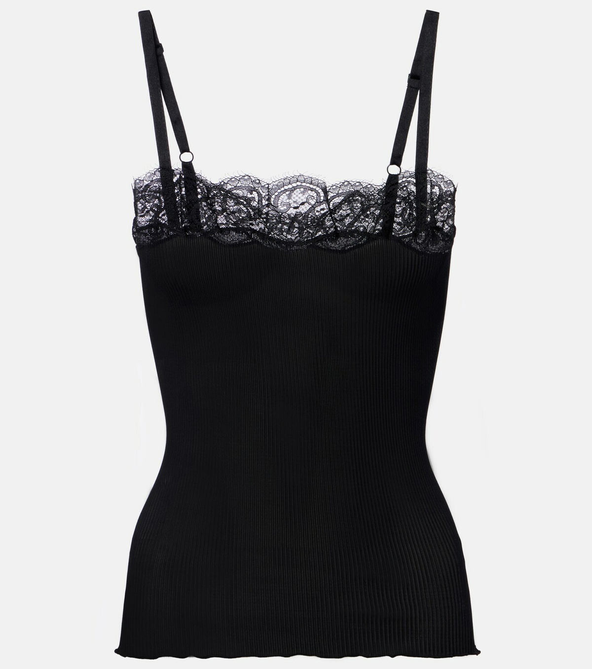 Saint Laurent Lace-trimmed silk jersey tank top