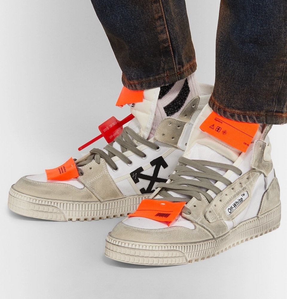 Off-White White Canvas And Leather Off Court 3.0 High Top Sneakers