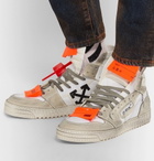 Off-White - Off-Court 3.0 Distressed Suede, Leather and Canvas High-Top Sneakers - White