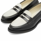 Duke + Dexter Women's Wilde Black & White Pony Penny Loafer in Multi