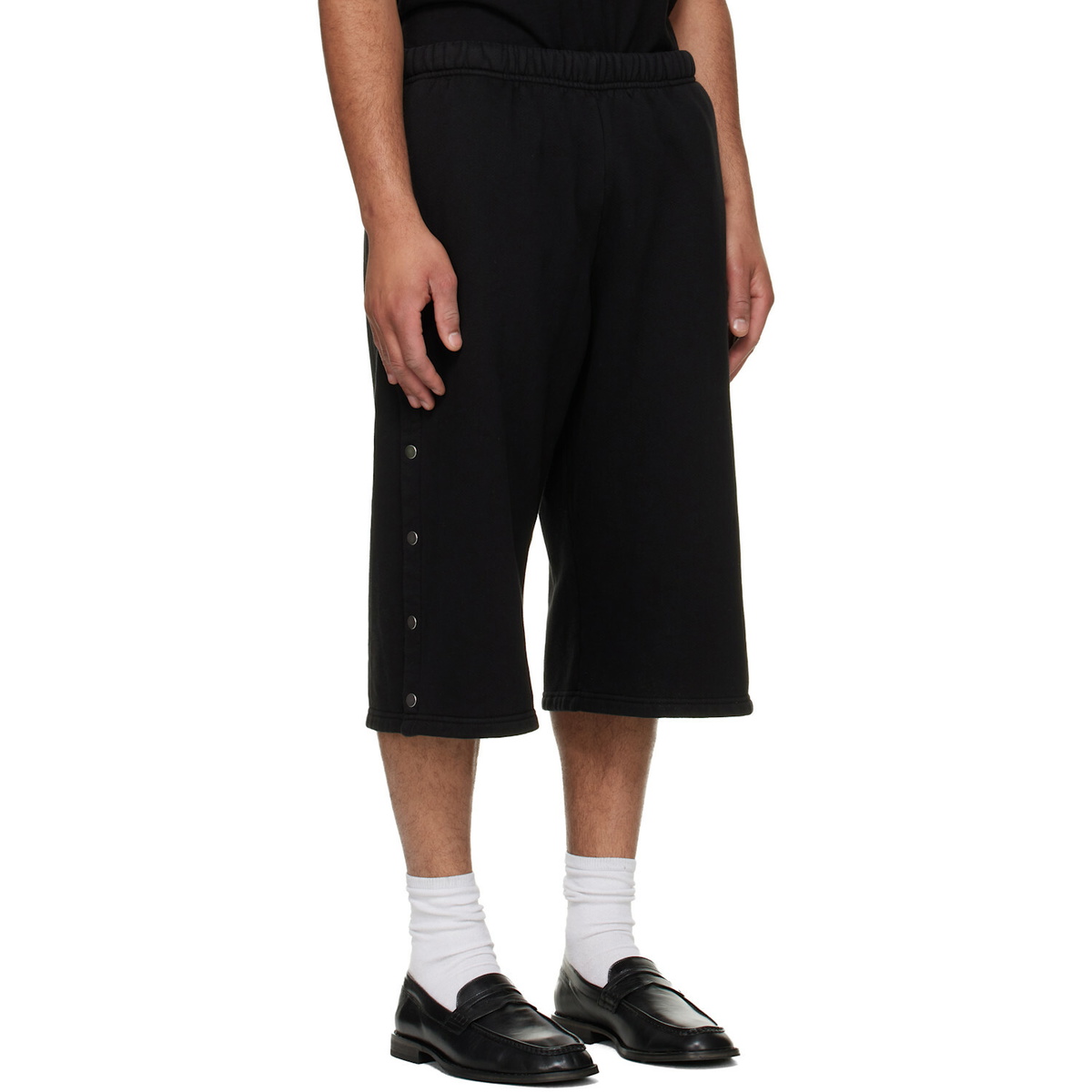 Les Tien Black Part Snap Shorts