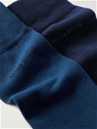 Hugo Boss - Two-Pack Logo-Intarsia Stretch Cotton-Blend Socks - Blue