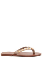 Valentino Garavani Rockstud Thong Leather Sandals Beige