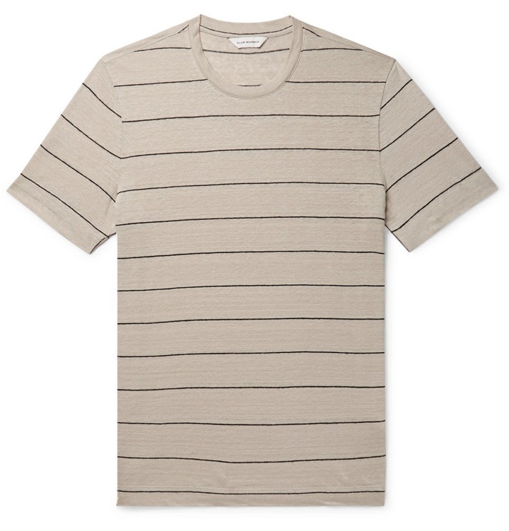 Photo: Club Monaco - Striped Linen T-Shirt - Mushroom
