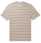 Club Monaco - Striped Linen T-Shirt - Mushroom