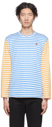 COMME des GARÇONS PLAY Blue & Yellow Heart Long Sleeve T-Shirt