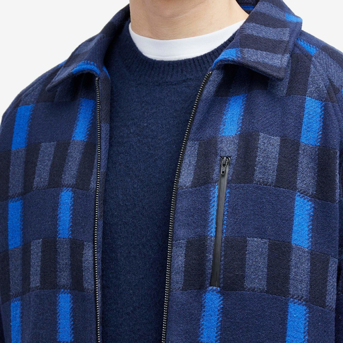 Percival Men's Fretwork Check Anderson Jacket in Blue Percival