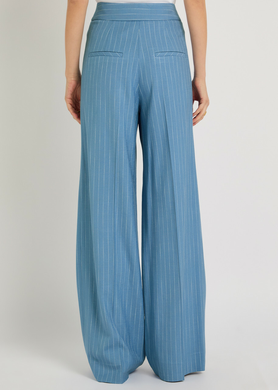Veronica Beard Heyser Striped Wide-leg Trousers Blue