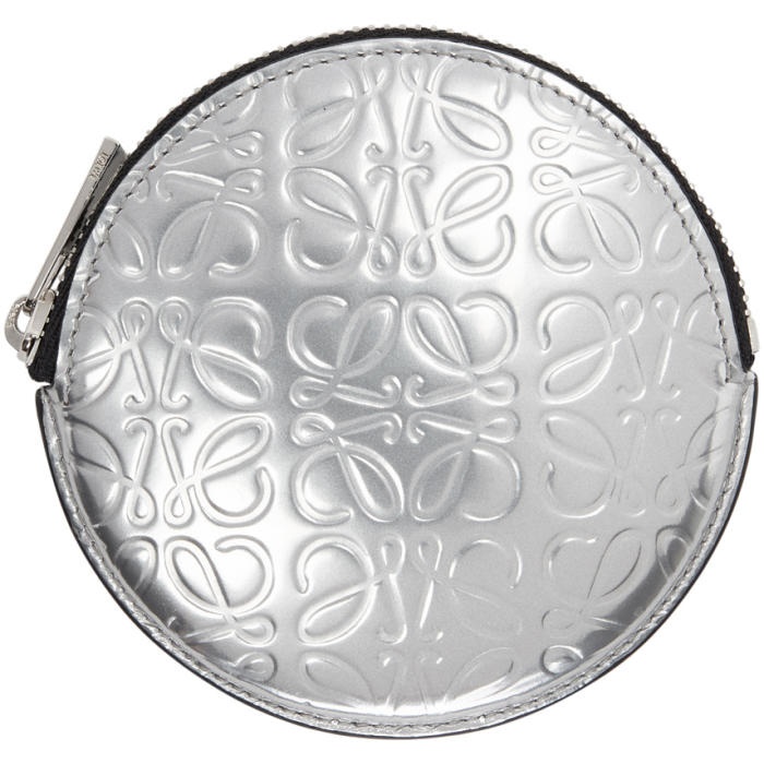 Photo: Loewe Silver Anagram Cookie Zip Coin Pouch 