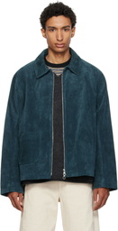 Cawley Navy Zip-Up Sandy Suede Jacket