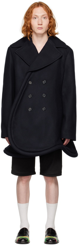 Photo: JW Anderson Navy Double-Breasted Coat