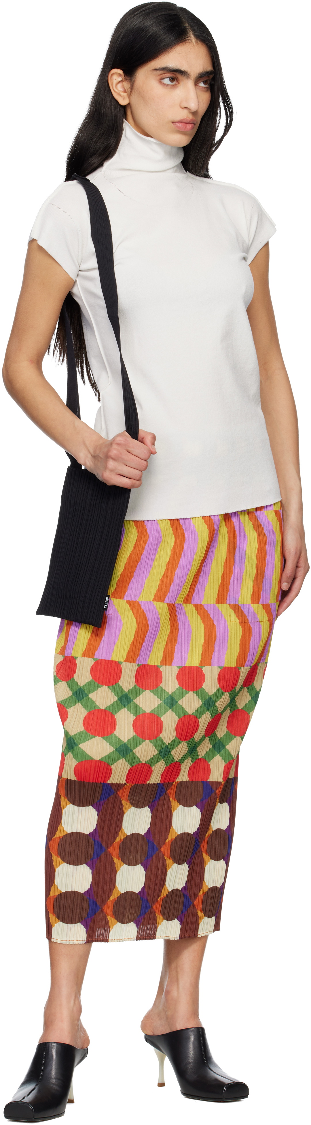 PLEATS PLEASE ISSEY MIYAKE Black Crepe Knit Bag