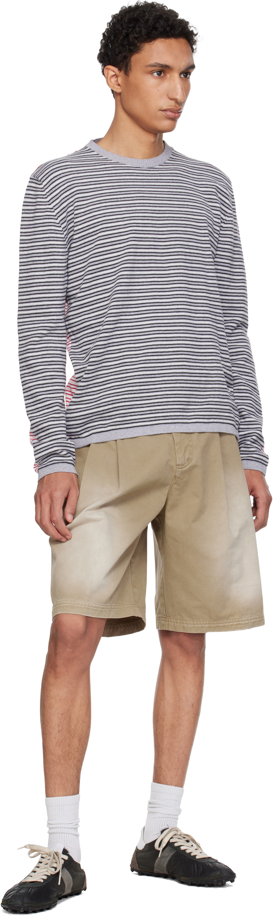 ERL Beige Pleated Chino Woven Denim Shorts