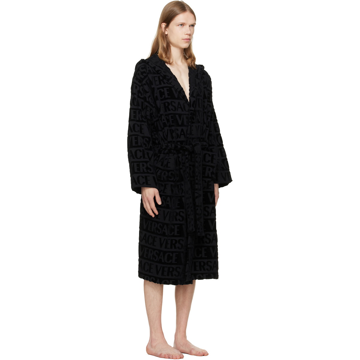 Versace Black 'Versace Allover' Bathrobe