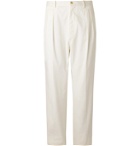 De Petrillo - Wide-Leg Pleated Cotton-Blend Twill Trousers - White