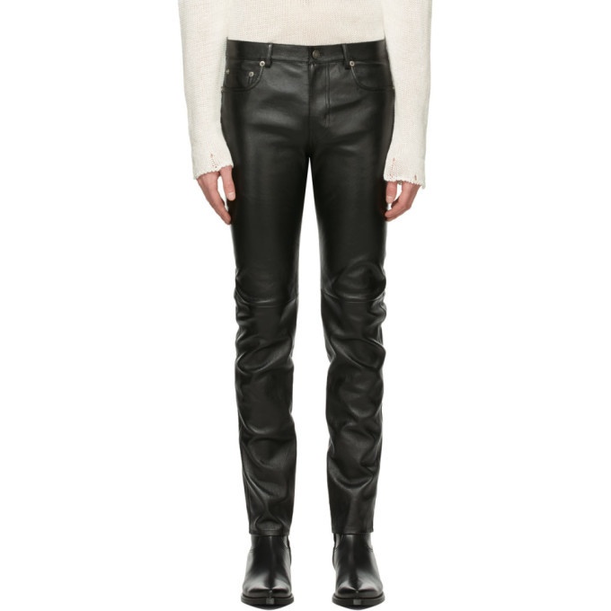 Photo: Saint Laurent Black Leather Skinny Pants